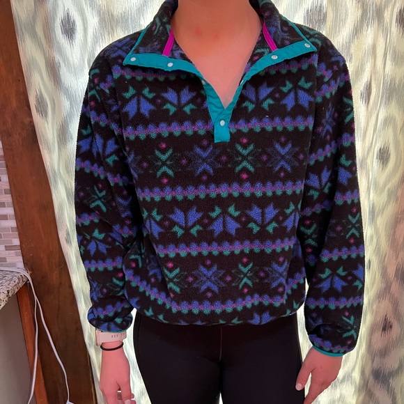 RARE VINTAGE L.L. BEAN patterned fleece pullover - Picture 1 of 4